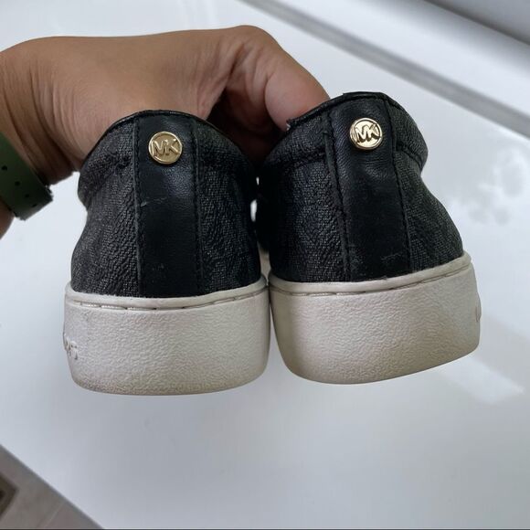 MICHAEL MICHAEL KORS Keaton Logo Slip-On Sneakers, Black Coated Canvas sz 7.5M - Picture 4 of 10